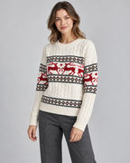 Women's Fair Isle Christmas Sweater - Aran Cable Reindeer