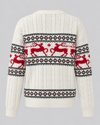 Women's Fair Isle Christmas Sweater - Aran Cable Reindeer