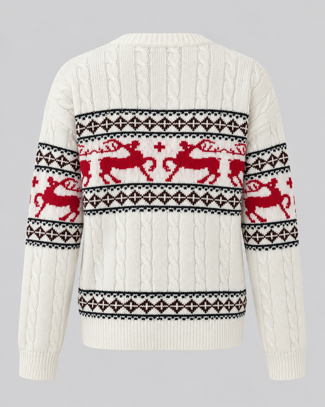 Women's Fair Isle Christmas Sweater - Aran Cable Reindeer