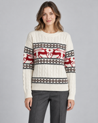 Women's Fair Isle Christmas Sweater - Aran Cable Reindeer