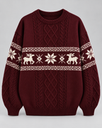 Women's Fair Isle Christmas Sweater - Cable Knit Reindeer