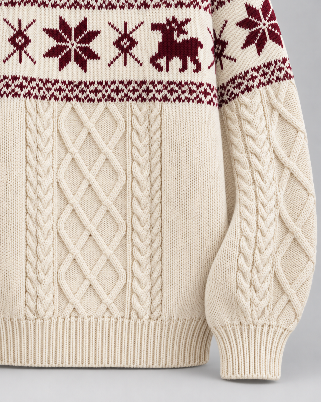 Women's Fair Isle Christmas Sweater - Cable Knit Reindeer