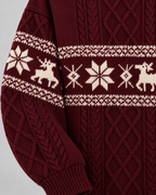 Women's Fair Isle Christmas Sweater - Cable Knit Reindeer