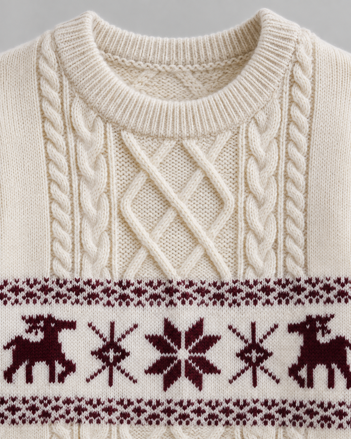 Women's Fair Isle Christmas Sweater - Cable Knit Reindeer