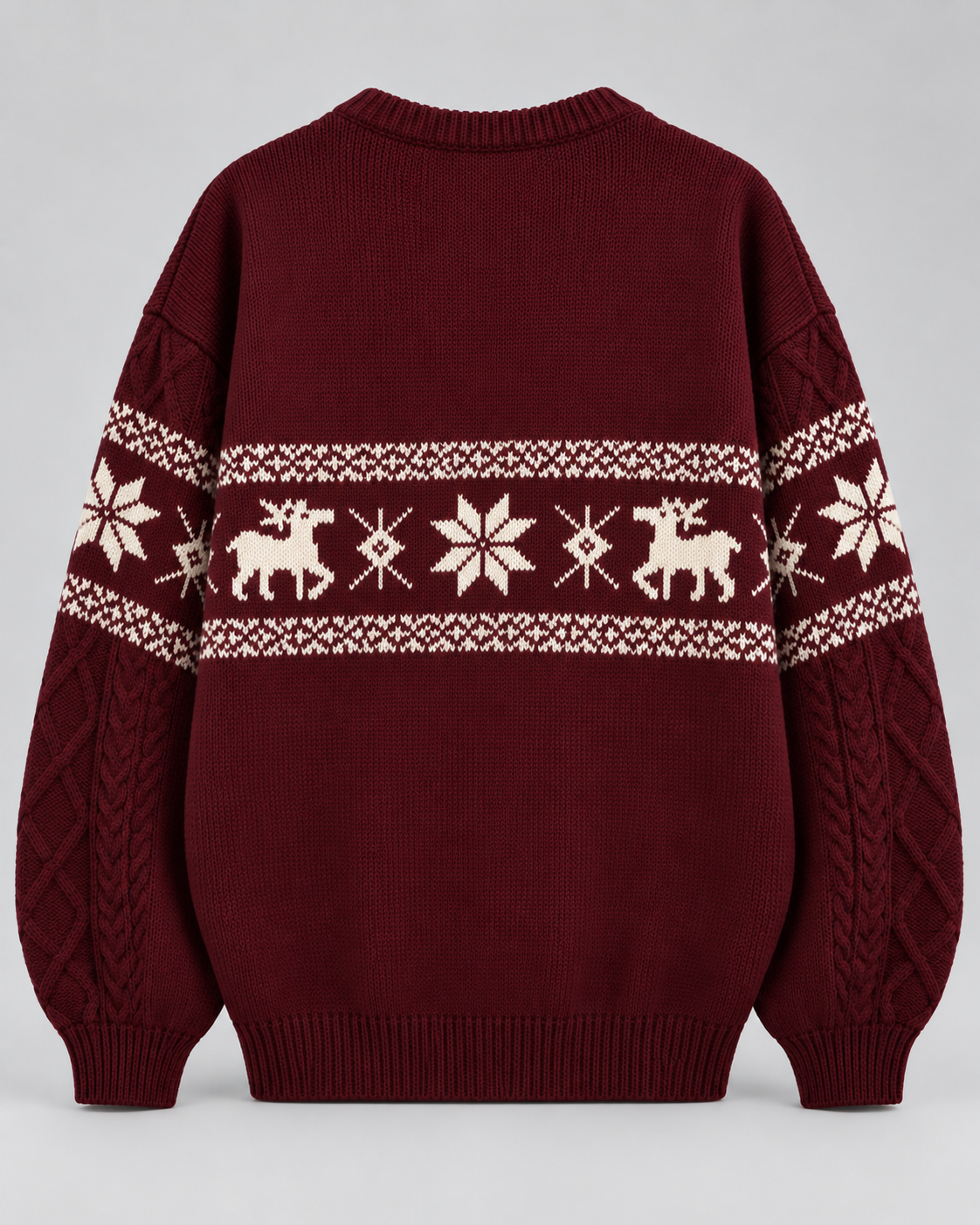 Women's Fair Isle Christmas Sweater - Cable Knit Reindeer