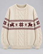 Women's Fair Isle Christmas Sweater - Cable Knit Reindeer