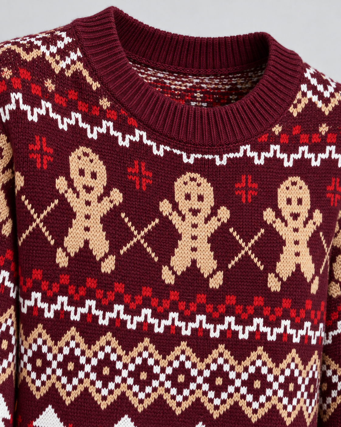 Women's Fair Isle Christmas Sweater - Gingerbread Crew Neck