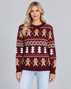 Women's Fair Isle Christmas Sweater - Gingerbread Crew Neck
