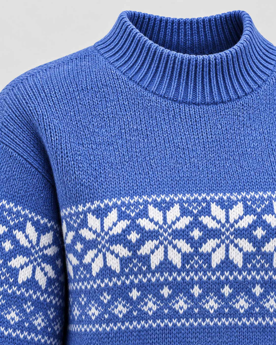 Women's Fair Isle Christmas Sweater - Mock Neck Reindeer Hem