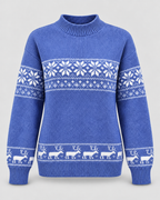 Women's Fair Isle Christmas Sweater - Mock Neck Reindeer Hem