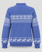 Women's Fair Isle Christmas Sweater - Mock Neck Reindeer Hem