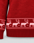 Women's Fair Isle Christmas Sweater - Mock Neck Reindeer Hem