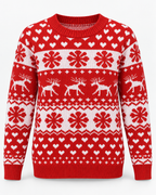 Women's Fair Isle Christmas Sweater - Reindeer Snowflake Crew Neck