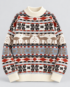 Women's Fair Isle Christmas Sweater - Reindeer Snowflake Mock Neck