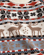 Women's Fair Isle Christmas Sweater - Reindeer Snowflake Mock Neck