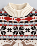 Women's Fair Isle Christmas Sweater - Reindeer Snowflake Mock Neck