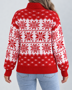 Women's Fair Isle Christmas Sweater - Turtleneck Snowflake