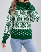 Women's Fair Isle Christmas Sweater - Turtleneck Snowflake