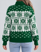 Women's Fair Isle Christmas Sweater - Turtleneck Snowflake