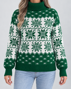Women's Fair Isle Christmas Sweater - Turtleneck Snowflake