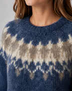 Women's Fair Isle Knit Sweater - Crew Neck Relaxed Fit