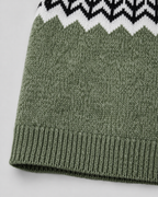 Women's Fair Isle Knit Sweater - Ribbed Mock Neck Relaxed Fit