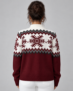Women's Fair Isle Quarter Zip Sweater - Snowflake