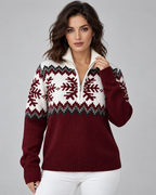Women's Fair Isle Quarter Zip Sweater - Snowflake