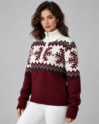 Women's Fair Isle Quarter Zip Sweater - Snowflake
