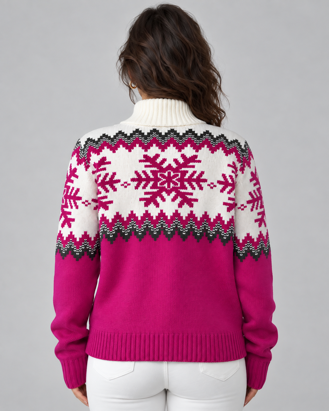 Women's Fair Isle Quarter Zip Sweater - Snowflake