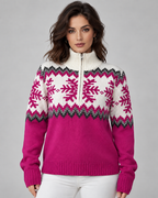 Women's Fair Isle Quarter Zip Sweater - Snowflake
