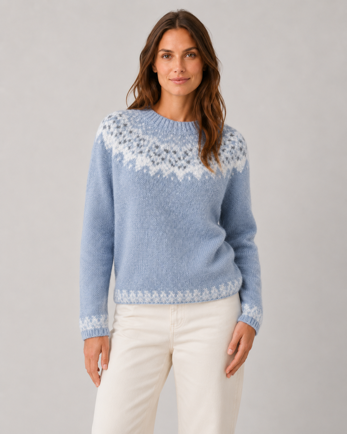 Women's Fair Isle Sweater - Crew Neck Relaxed Fit