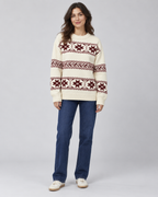 Women's Fair Isle Sweater - Crew Neck Snowflake Relaxed Fit