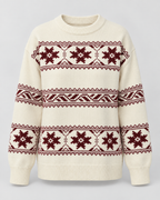 Women's Fair Isle Sweater - Crew Neck Snowflake Relaxed Fit