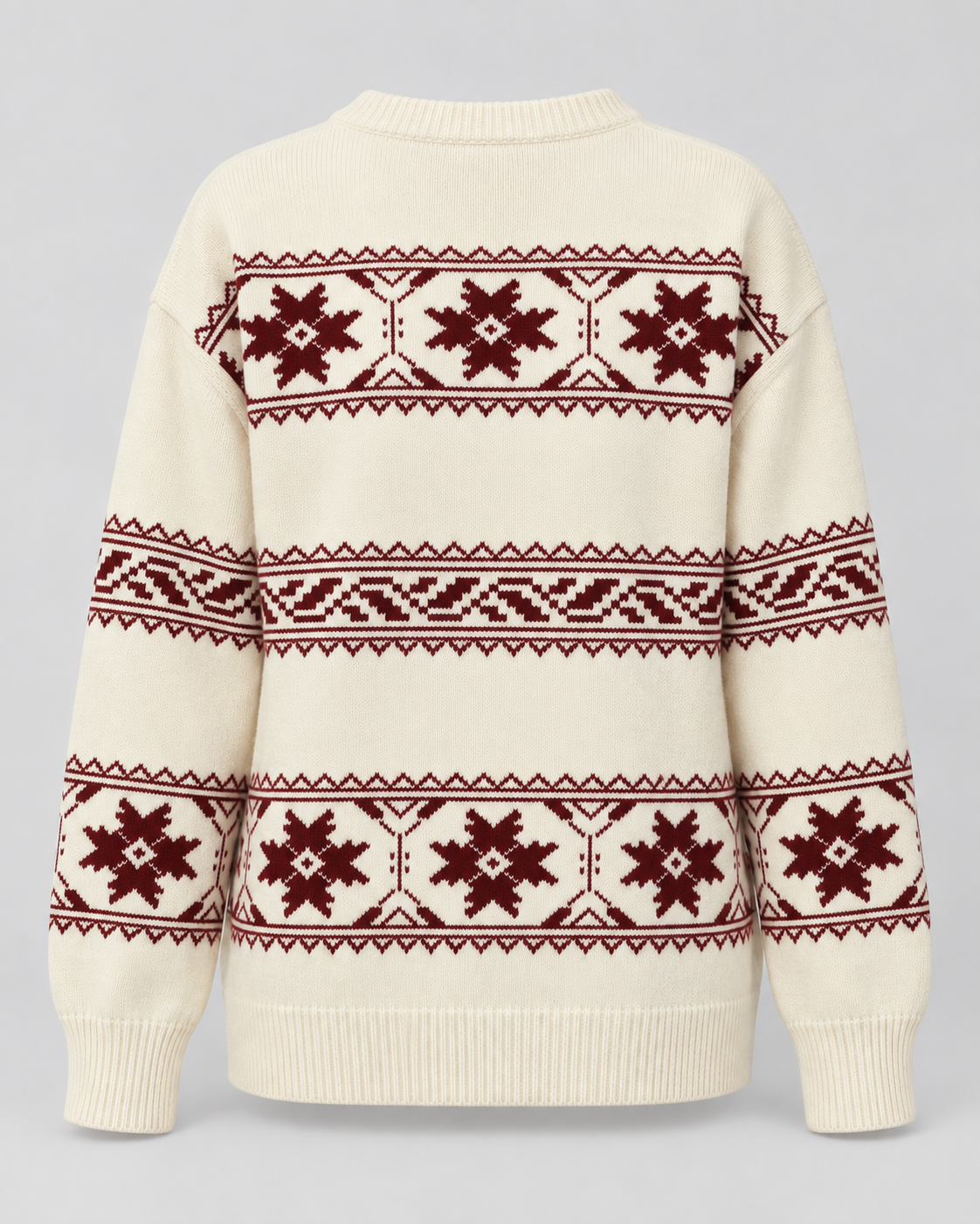 Women's Fair Isle Sweater - Crew Neck Snowflake Relaxed Fit