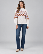 Women's Fair Isle Sweater - High Neck Geometric Knit