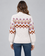 Women's Fair Isle Sweater - High Neck Geometric Knit