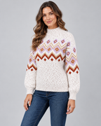 Women's Fair Isle Sweater - High Neck Geometric Knit