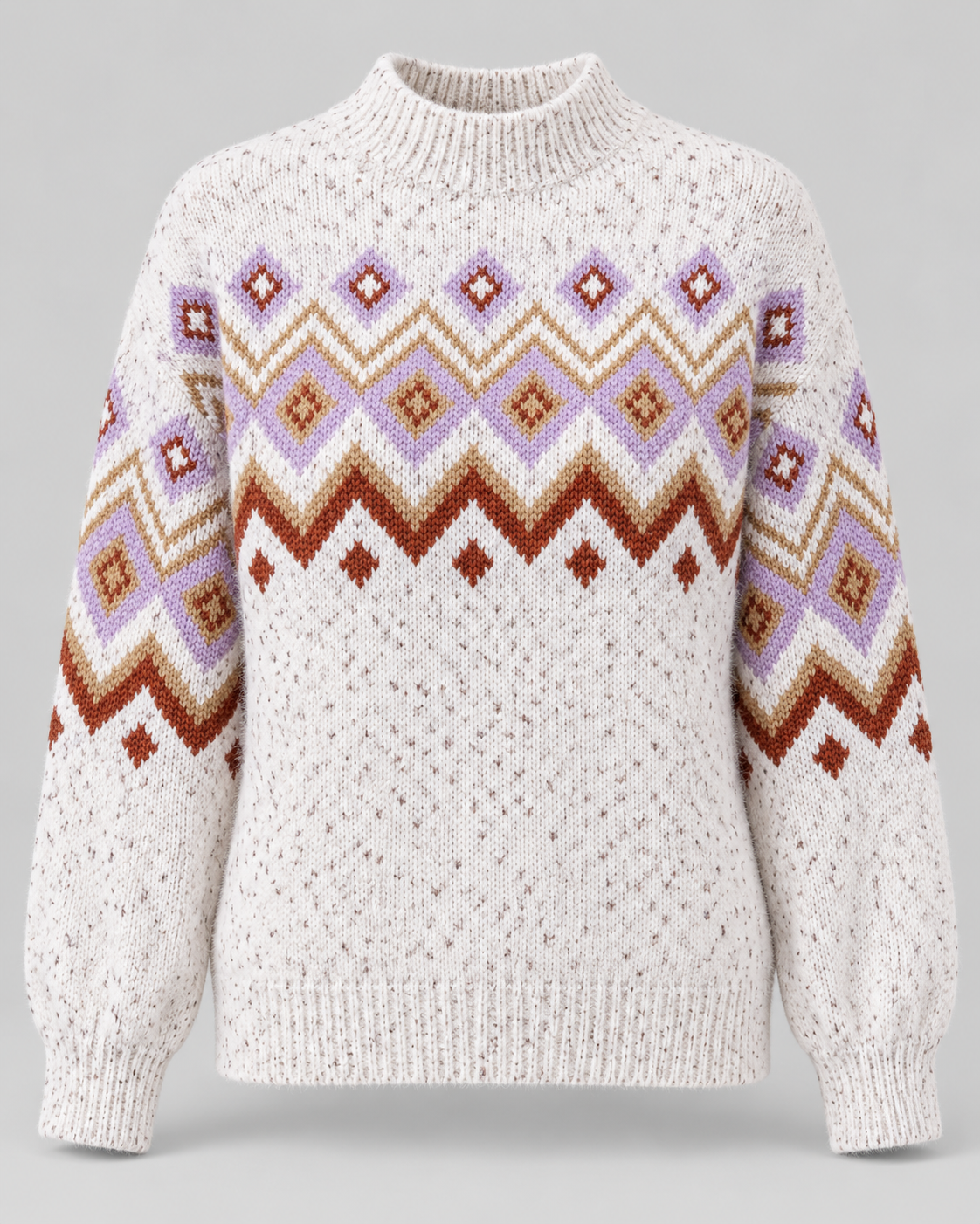 Women's Fair Isle Sweater - High Neck Geometric Knit