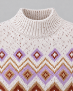 Women's Fair Isle Sweater - High Neck Geometric Knit