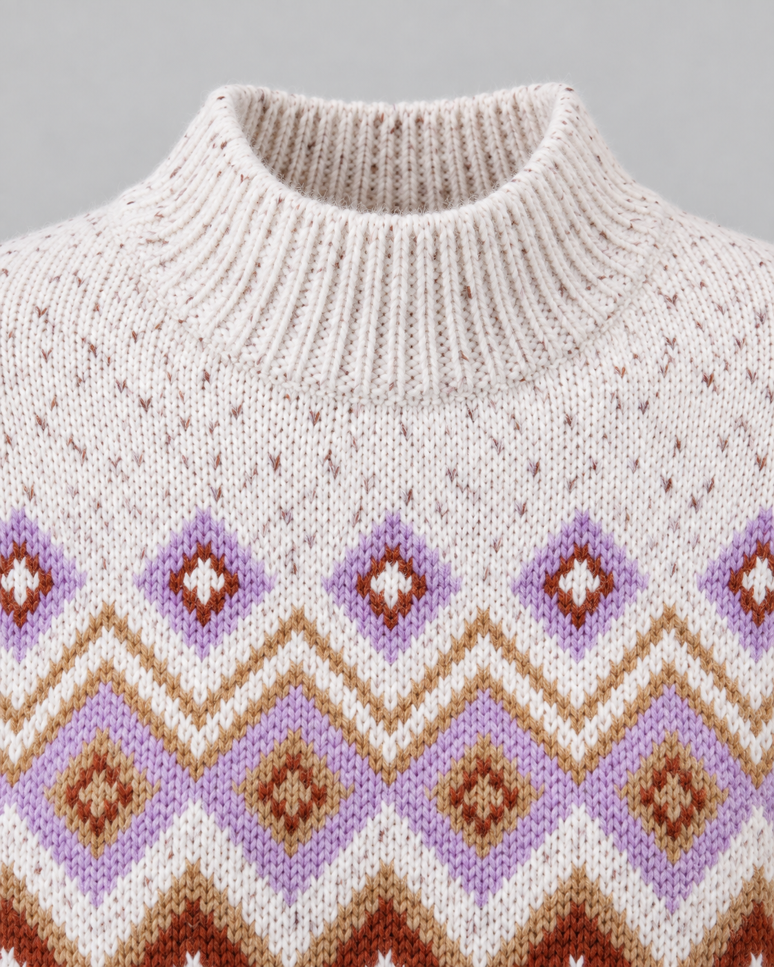 Women's Fair Isle Sweater - High Neck Geometric Knit