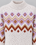 Women's Fair Isle Sweater - High Neck Geometric Knit