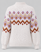 Women's Fair Isle Sweater - High Neck Geometric Knit
