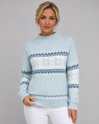 Women's Fair Isle Sweater - Ribbed Mock Neck