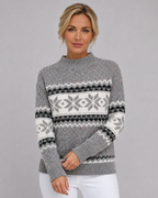 Women's Fair Isle Sweater - Ribbed Mock Neck