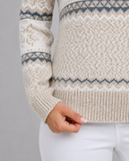 Women's Fair Isle Sweater - Ribbed Mock Neck