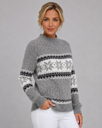 Women's Fair Isle Sweater - Ribbed Mock Neck