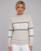 Women's Fair Isle Sweater - Ribbed Mock Neck