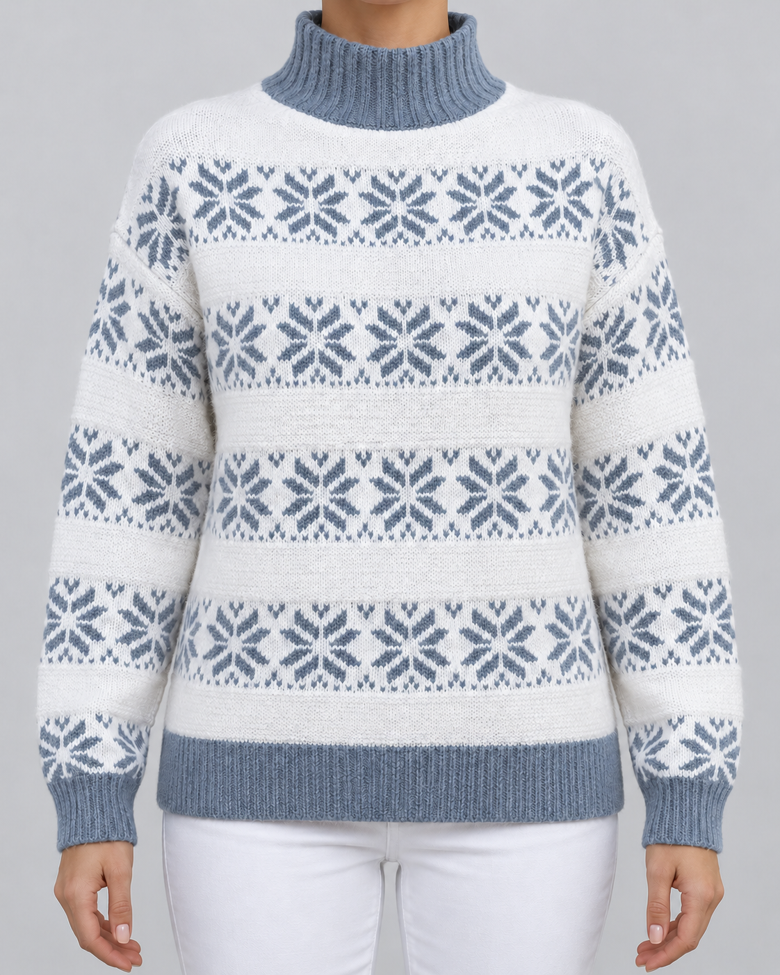 Women's Fair Isle Turtleneck Sweater - Snowflake Contrast Collar