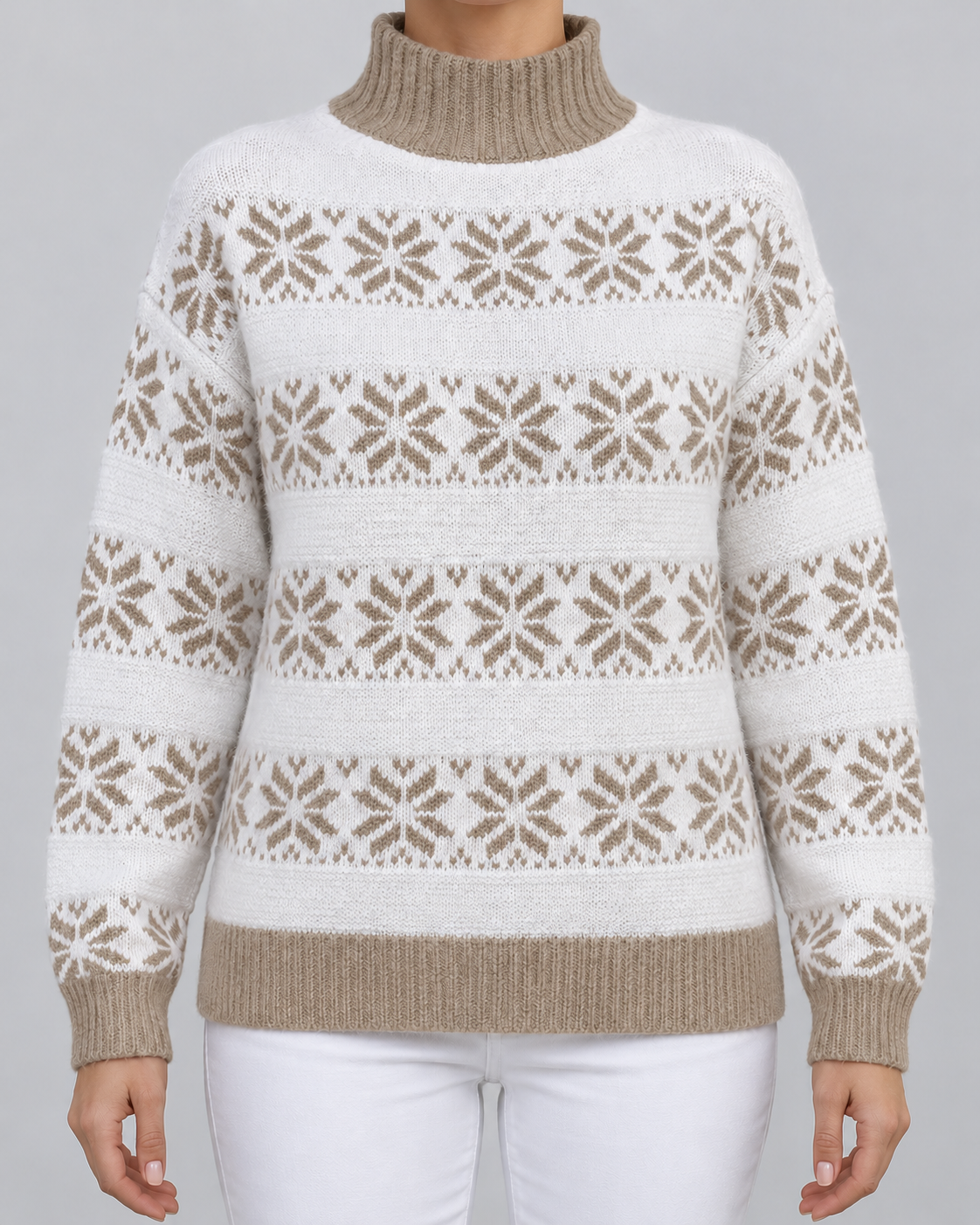 Women's Fair Isle Turtleneck Sweater - Snowflake Contrast Collar